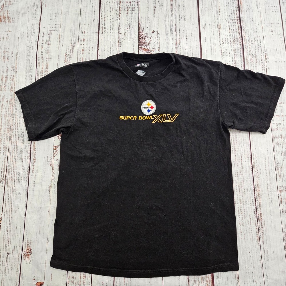 Pittsburgh Steelers‎ Superbowl XLV 2010 Black Short Sleeve T-Shirt Men's L